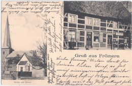 Gruß Aus FRÖMERN Fröndenberg Kirche Colonial + Kurzwaren Christine Boeger 5.7.1911 Gelaufen - Unna