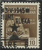 OCCUPAZIONE ITALIANA ITALIAN OCCUPATION FIUME 1945 LIRE 6 SU CENT. 10 C. VARIETA´ VARIETY MNH - Joegoslavische Bez.: Fiume