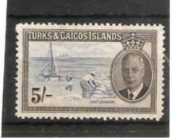 TURKS AND CAICOS ISLANDS 1950 5s SG 232 LIGHTLY MOUNTED MINT Cat £27 - Turks E Caicos
