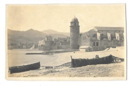 COLLIOURE (66) Carte Photo Vue De L'église Et De La Plage - Collioure