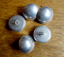 Lot De 5 Boutons Militaires Aluminium - Bottoni