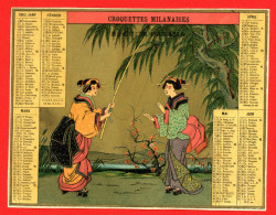 Belle Chromo Grand Format, Calendrier 1882, Croquettes Milanaises, Biscuit Panama Lith. Courbe Rouzet - Sonstige & Ohne Zuordnung