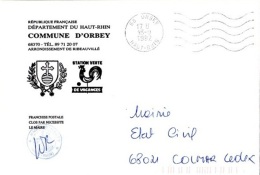 REL-L18 - FRANCE Lettre En Franchise Postale De La Commune D'Orbey Blason Thème Religion - Frankobriefe