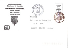 REL-L25 - FRANCE Lettre En Franchise Postale De La Mairie Du BONHOMME Blason Thème Religion - Lettres Civiles En Franchise