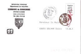 REL-L26 - FRANCE Lettre En Franchise Postale De La Mairie Du BONHOMME Blason Thème Religion - Lettres Civiles En Franchise