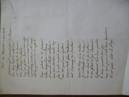 Manuscrit Originale Chanson Politique Royaliste Royauté Par M.Lassagne Le Magistrat Irréprochable Papier 19ème Non Sign - Manuskripte