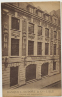 Banque L. Dupont à Lille Façade Rue Esquermoise  Timbrée Lille Bourse 1928 Sur Semeuse Lignée 50 C - Banche