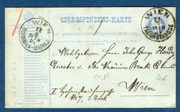 Autriche  - Entier Postal ( Pneumatique ) De Wien En 1884 (pli Central )   Voir 2 Scans - Réf. S 8 - Sonstige & Ohne Zuordnung