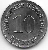 Empire 10 Pfennig 1914 A  Km 12  Xf - 10 Pfennig