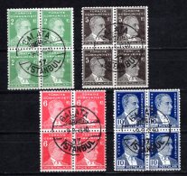 1940 TURKEY THE FOURTH ATATURK ISSUE BLOCK OF 4 MNH ** GALATA CTO - Neufs