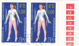 # 174   NADIA COMANECI, OLIMPIC MEDALS, MONTREAL 1976 Mi 3372/80, USED STAMPS,STAMP IN PAIR , ROMANIA - Used Stamps