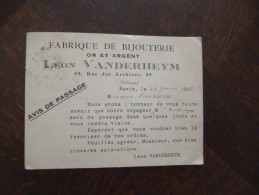 CPA Pub Paris 3ème Arrondissement Fabrique De Bijouterie En Or Et Argent Léon Vanderheim 59, Rue Des Archives - Arrondissement: 03