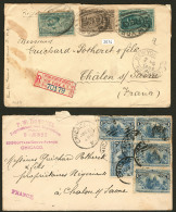 Nos 81 (5), 83 + 88 + 89, Sur 2 Enveloppes Pour La France. - B - Other & Unclassified