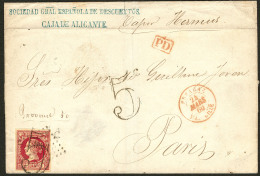 ESPAGNE. No 49, Obl Pc 1896 De Marseille + Taxe "5c", Sur Lettre D'Alicante Mars 60 Pour Paris. - TB - Other & Unclassified