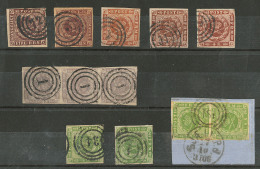 DANEMARK. Nos 2, 2a, 4, 6 Bande De Trois, 8(2), 9(2), 5 Paire Verticale Sur Fragment. - TB, B Ou Pd - Other & Unclassified