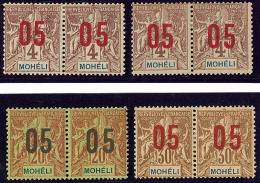 MOHELI. Chiffres Espacés. Nos 17A (2), 18A, 19A, Tous En Paire Horizontale Avec Normaux. - TB (cote Maury) - Other & Unclassified