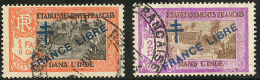 France-Libre. Surcharge Bleue. Nos 162a, 165a. - TB - Other & Unclassified