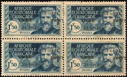 France-Libre. Double Surcharge Dont Une Renversée. No 140D, Bloc De Quatre (cases 4-5/9-10), Dont Case 4 Avec "2" - Andere & Zonder Classificatie