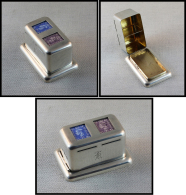 Distributeur Anglais De Roulettes, à Fenêtre, En Argent, Intérieur Doré à L'or, Monogr - Stamp Boxes