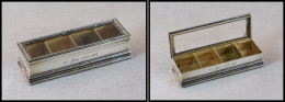 Boîte En Argent, Couvercle à Fenêtre Verre Biseauté (petit éclat), Intérieur Ver - Stamp Boxes