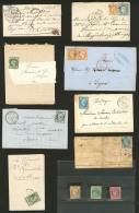 1833-1871, 8 Plis Divers Et 3 Détachés, Dont Cursive "43/Sully" Bleue Et Une Gazette N°3 (def), Tous & - Collections