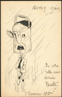 Illustrations à La Main. "Father Rain". CP Illustrée Plume, Datée Janv 1914 Et Signée. - TB - Unclassified