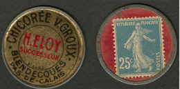 Chicorée V. Groux. Fond Rouge, 25c N°140. - TB - Coins