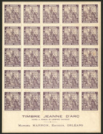 Porte-timbres. "Jeanne D'Arc, Gloire à La Grande Française". No 632, Violet, Bloc De 25 Ex Bdf Avec Mentio - Stamps On Stamps