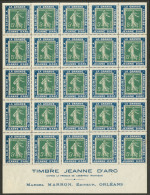 Porte-timbres. "Jeanne D'Arc, Gloire à La Grande Française". No 630, Bleu, Bloc De 25 Ex Bdf Avec Mentions - Stamps On Stamps