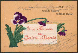 Caserne De St Denis. CP Illustrée à La Main, Avec Cachet De Censure. - TB - WW II