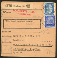 Colis Postaux D'Alsace. All. 715 + Elsass 10, Obl Cad Strassburg 20.12.41 Sur Bulletin D'expédition. - TB - War Stamps
