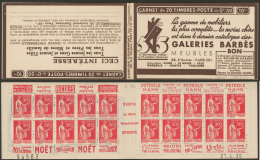 No 283 C55, Carnet De 20t, S.386, N°et Date En Bas, Adhérences D'imprimerie. - TB - Other & Unclassified