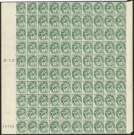 Préoblitérés. No 2, 5c Vert, Feuille De 100 Ex Avec Date 28.5.24 Et N°à Gauche, Superbe. - Coil Stamps