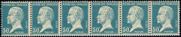 No 25a, 50c Bleu, Bande Horizontale De Six. - TB - Coil Stamps