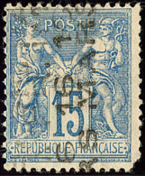 Surcharge 4 Lignes. No 5, (15c Bleu), 16 MARS, Une Dent D'angle Manquante Mais TB. - R - Altri & Non Classificati