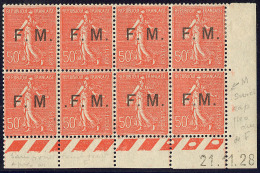 No 6, Bloc De Huit Cd 21.11.28, Dont Variétés 6b, C Et D, Trois Ex *. - TB - Military Postage Stamps