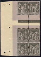 Types II Et III Se Tenant. No 103h, Deux Bandes De Trois Verticales Interpanneaux Formant Bloc De Six Bdf. - TB - 1876-1878 Sage (Type I)