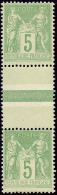 Types II Et III Se Tenant. No 106g, Paire Verticale Interpanneaux. - TB - 1876-1878 Sage (Type I)