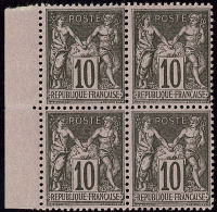 No 103, Noir Sur Lilas, Bloc De Quatre Bdf. - TB - 1876-1878 Sage (Type I)