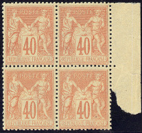 No 94, Bloc De Quatre Bdf, Quasiment **. - TB - 1876-1898 Sage (Type II)