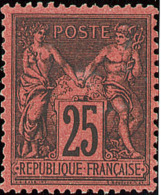 No 91, Noir Sur Rouge, Nuance Foncée, Très Frais. - TB. - R - 1876-1898 Sage (Type II)