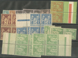 Nos 75, 80, 85 Bloc De Quatre, 89(3), 96 Paire Horizontale, 97, 101(6), 102(13). - TB - 1876-1898 Sage (Type II)