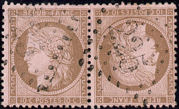 Tête-bêche. No T58, Paire Horizontale, Obl Gc 225, Qqs Dents Un Peu Courtes Sinon TB. - R - 1871-1875 Ceres