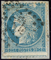 No 60I, Avec Variété "grande Tache" De Juin 72, Case 128 D1, Timbre Défectueux, Sur Support. - TB. - 1871-1875 Ceres