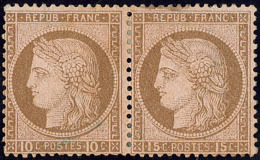 Erreur. No 55e, Paire Horizontale, Fortes Charnières Sinon TB. - R - 1871-1875 Ceres