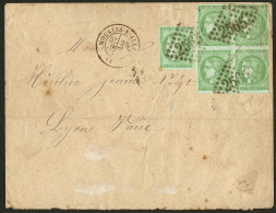 No 42IIg, Bloc De Quatre + Un (pd Ou Def), Sur Enveloppe De Moulins 23 Oct 71, TB D'aspect - 1870 Bordeaux Printing