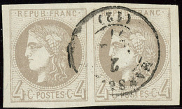 No 41II, Paire Horizontale Obl Cad, Jolie Pièce. - TB - 1870 Bordeaux Printing