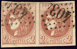 No 40II, Paire Horizontale Obl Gc. - TB - 1870 Bordeaux Printing