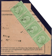 No 35, Bande De Quatre Obl Pgc 3144 De Riom, Sur Petit Fragment, Pli Sur L'ex De Gauche Mais Une Bande De Trois TB - 1870 Siege Of Paris