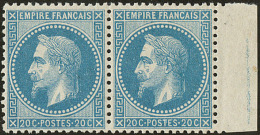 No 29II, Bleu, Paire Horizontale Bdf, Très Frais Et Bien Centré. - TB - 1863-1870 Napoleon III With Laurels